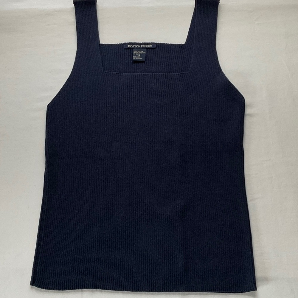 Boston Proper Square Neck Ribbed Knit Tank Top - Picture 2 of 6